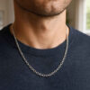 14K White Gold Diamond-Cut Cable Link Chain, 3.7 mm