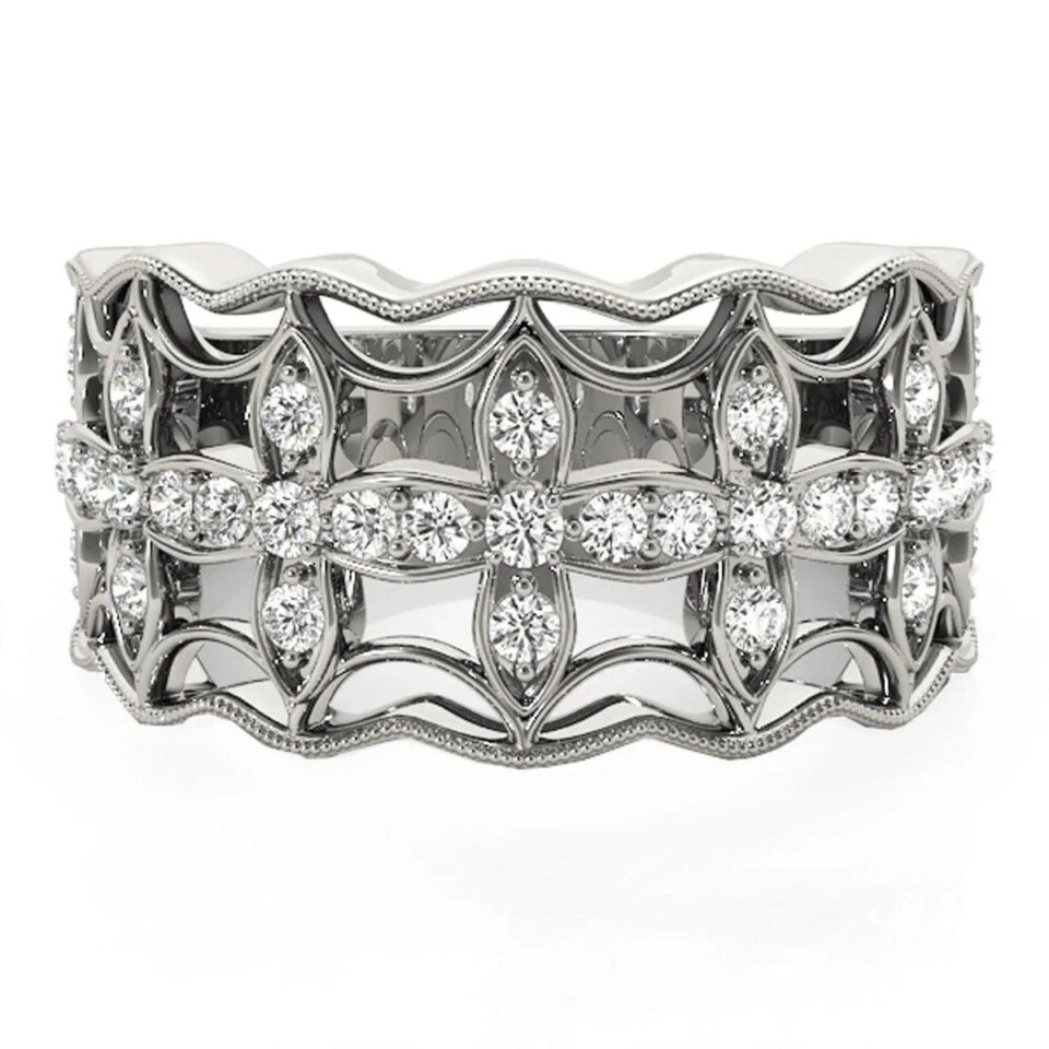 14K White Gold Clover Lab-Grown Diamond Ring