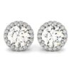 Lab-grown diamond halo round earrings in solid 14K white gold