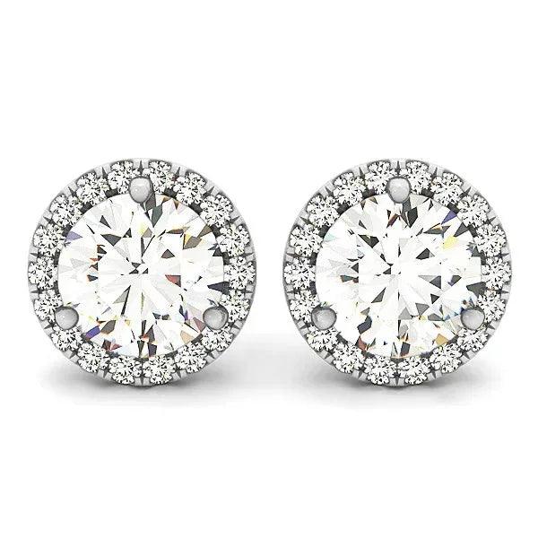 14K White Gold Lab-Grown Diamond Halo Round Earrings