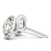 Lab-grown diamond halo round earrings in solid 14K white gold, view 2