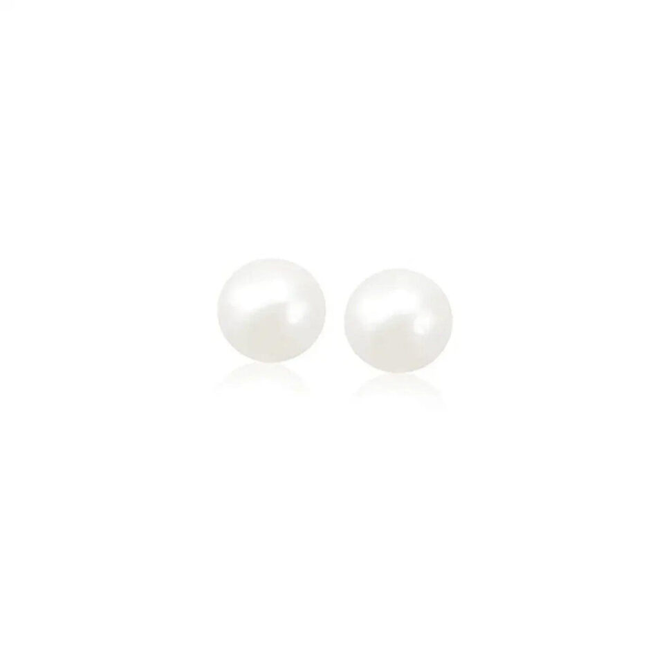 14K Yellow And White Gold Pearl Stud Earrings