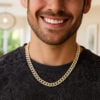 Pave cuban chain in solid 14K yellow and white gold, view 9