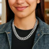 Rhodium-Plated Sterling Silver Curb Chain, 11.6 mm