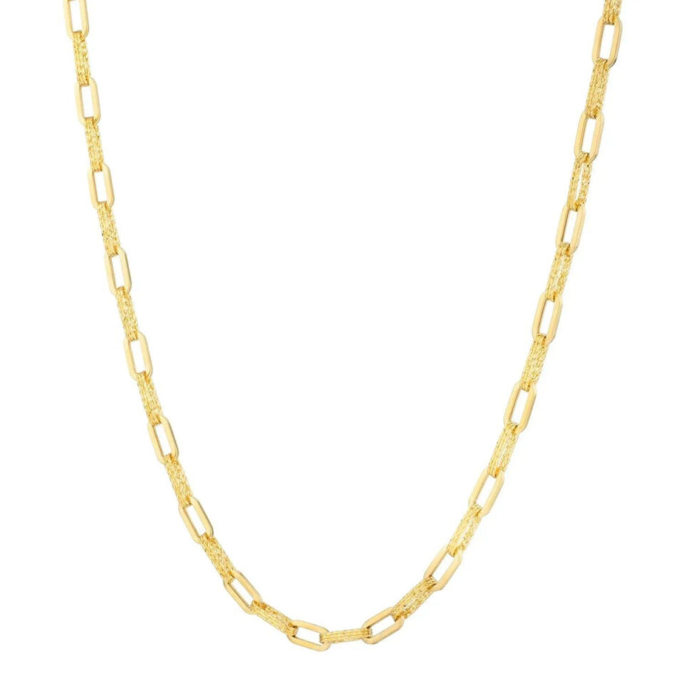 14K Yellow Gold Paperclip Necklace 4.00mm