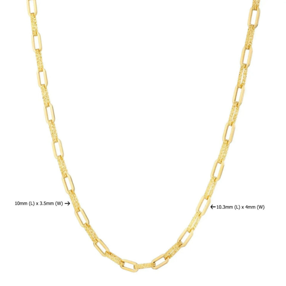 4.00mm paperclip necklace in solid 14K yellow gold, view 3