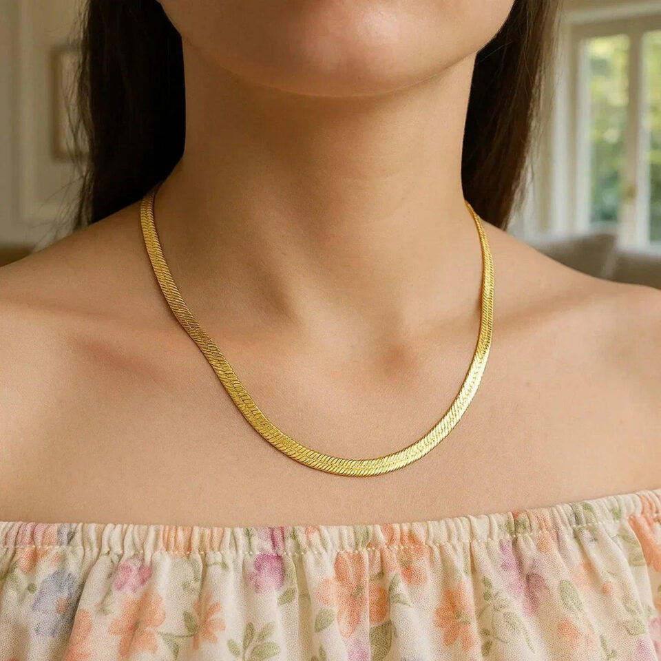 14K Yellow Gold Herringbone Chain