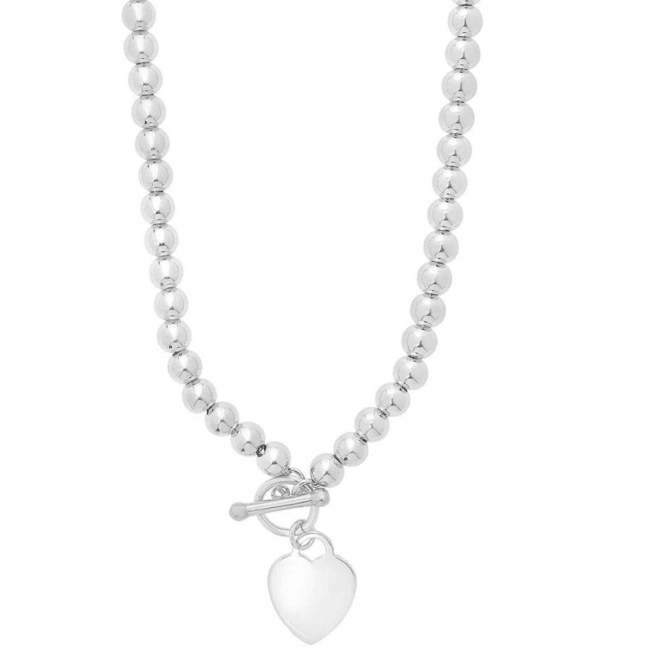Sterling Silver, Rhodium Plated Heart 14.7g