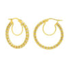 14K Two-Tone Gold Iced Round Hoop Earrings