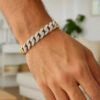 Pave curb lab-grown diamond 11.50mm in solid 14K two-tone gold, view 5