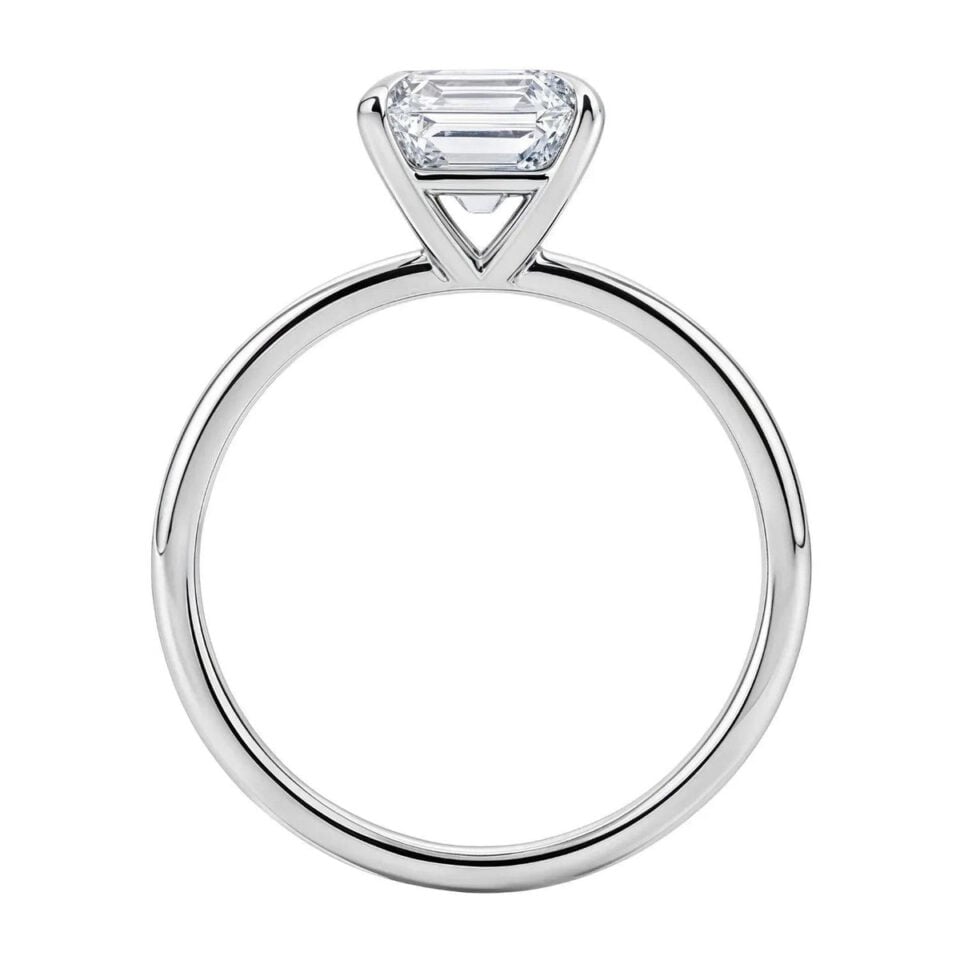 2 ct tw lab-grown diamond emerald solitaire ring in solid 10K white gold, engagement ring, view 5