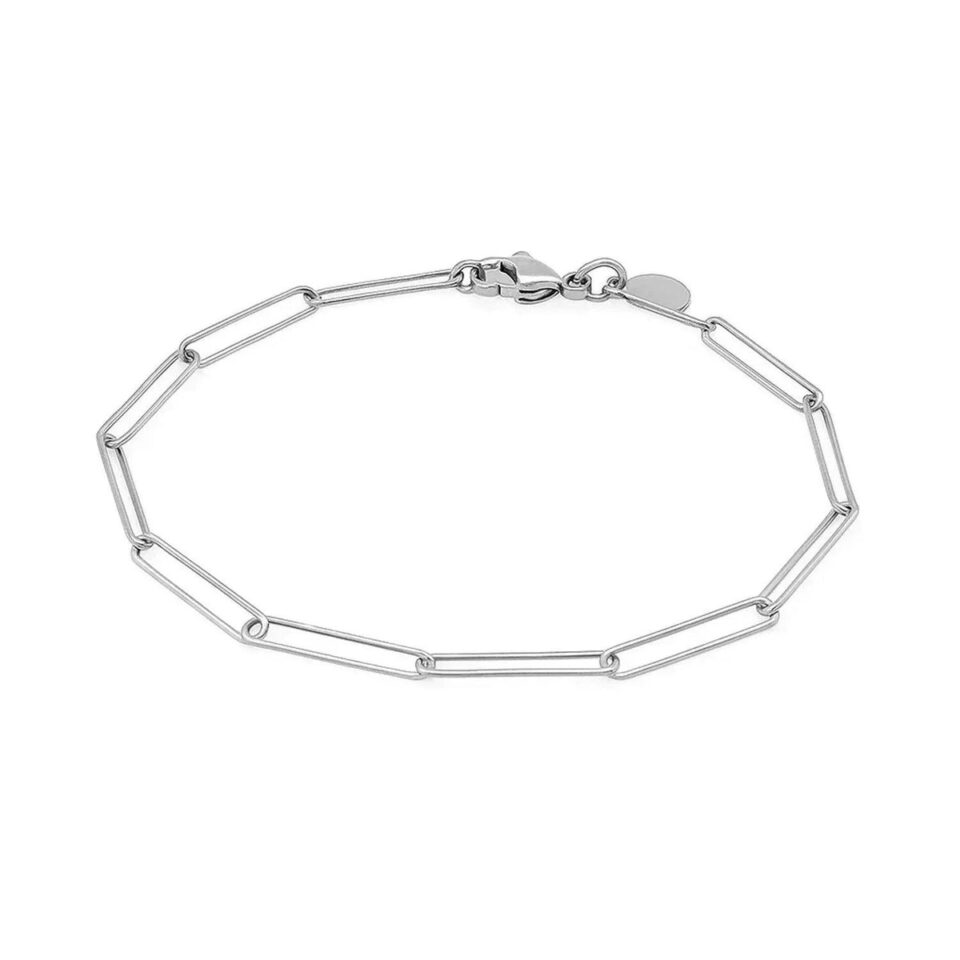14K White Gold Paperclip Bracelet 2.70mm