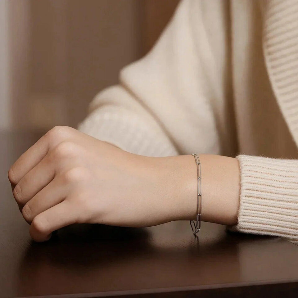14K White Gold Paperclip Bracelet 2.70mm