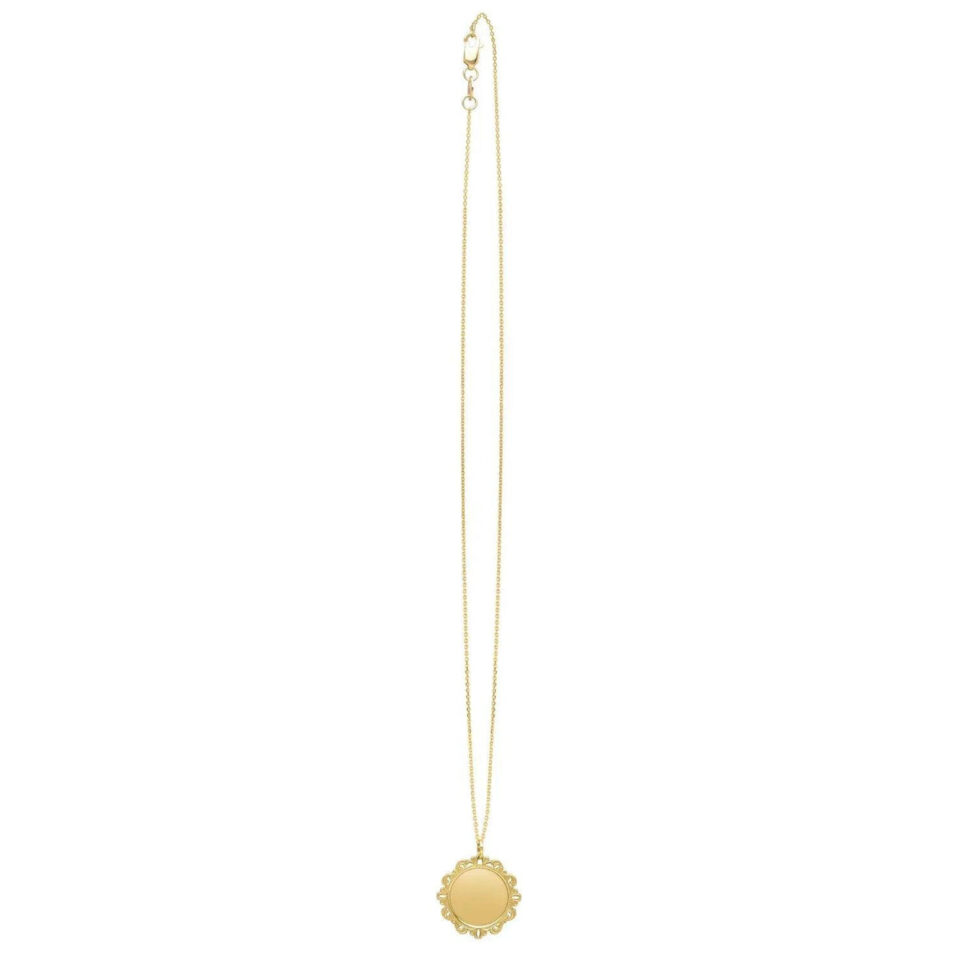 Round pendant in solid 14K yellow gold, view 4