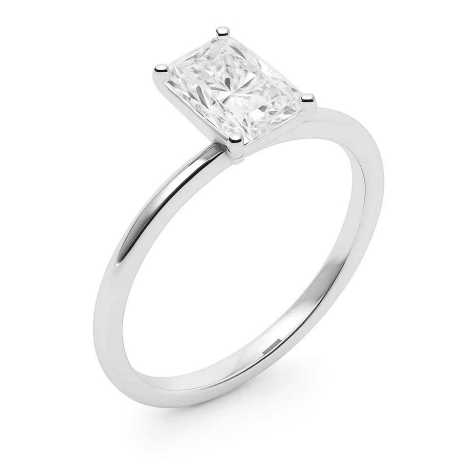 5 ct tw lab-grown diamond radiant solitaire ring in solid 10K white gold, engagement ring, view 3