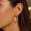 14K Two-Tone Gold Textured Hoop Earrings