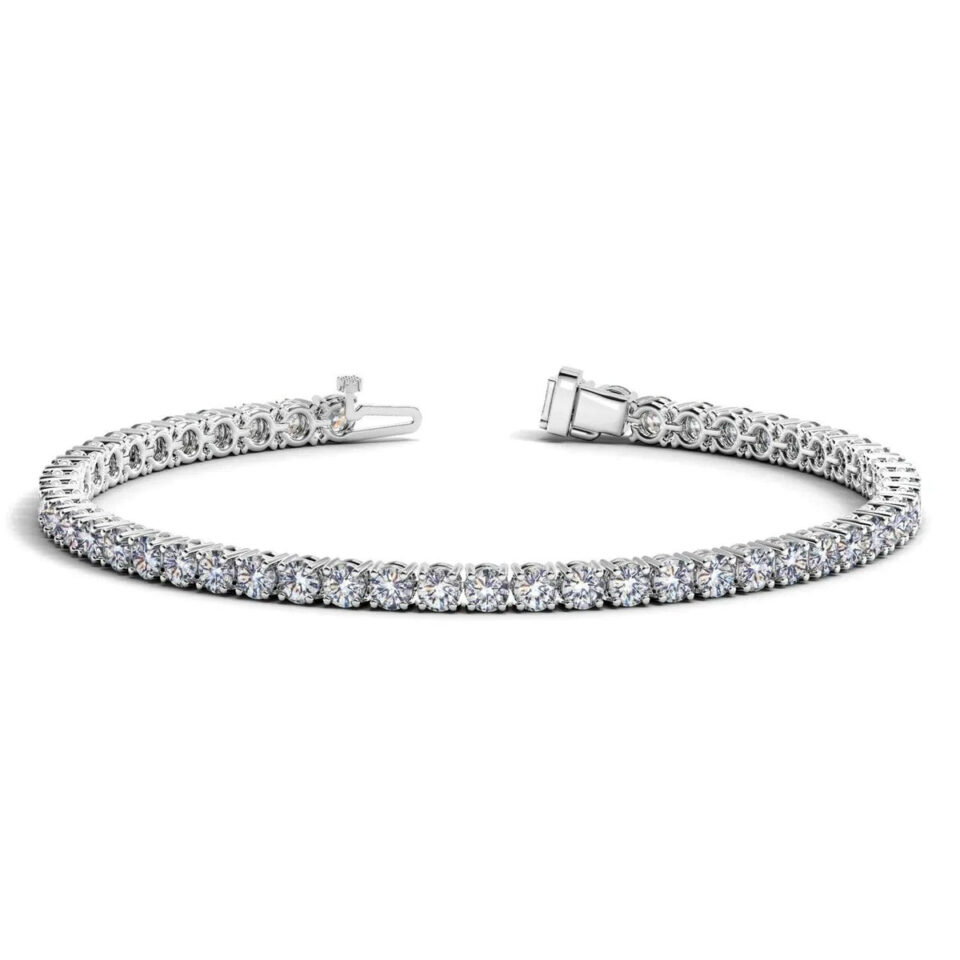 14K White Gold Lab-Grown Diamond Round Tennis Bracelet, 6 ct tw