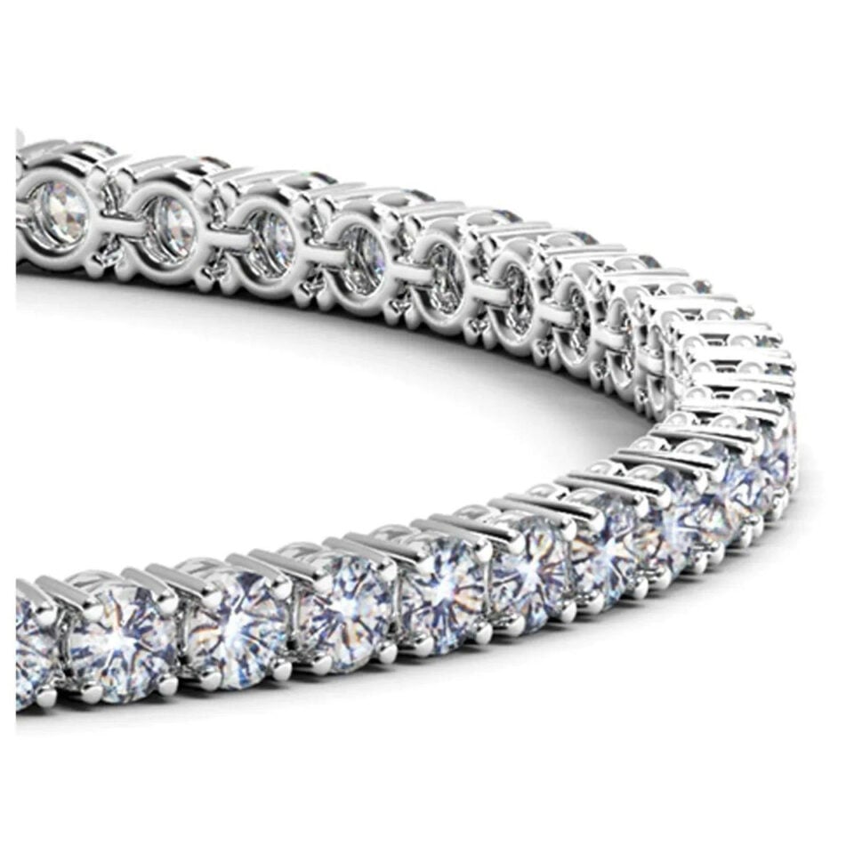 14K White Gold Lab-Grown Diamond Round Tennis Bracelet, 6 ct tw