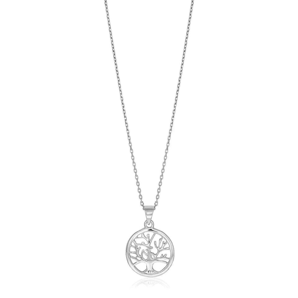 Sterling Silver Round Necklace Inch