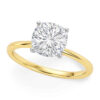3 ct tw lab-grown diamond solitaire cushion ring in solid 10K yellow gold, engagement ring, view 2