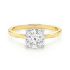 3 ct tw lab-grown diamond solitaire cushion ring in solid 10K yellow gold, engagement ring