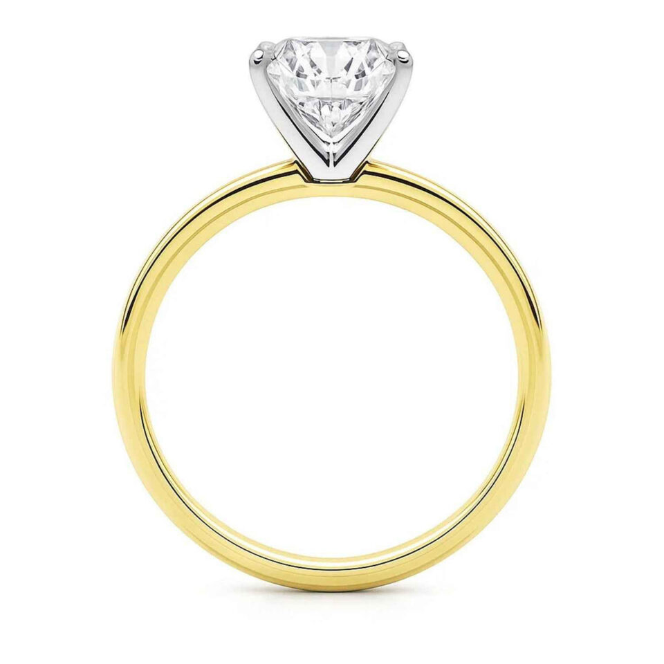 3 ct tw lab-grown diamond solitaire cushion ring in solid 10K yellow gold, engagement ring, view 4