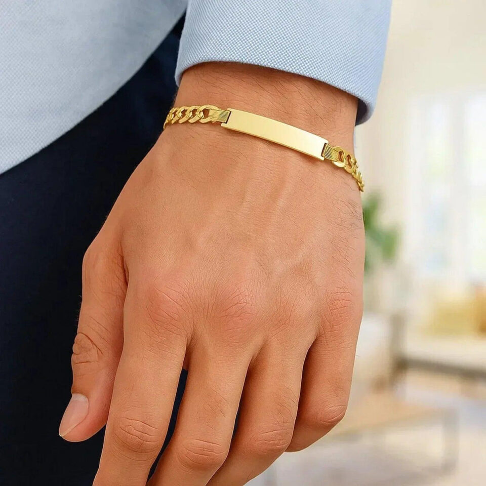 6.70mm curb bracelet in solid 14K yellow gold, view 4