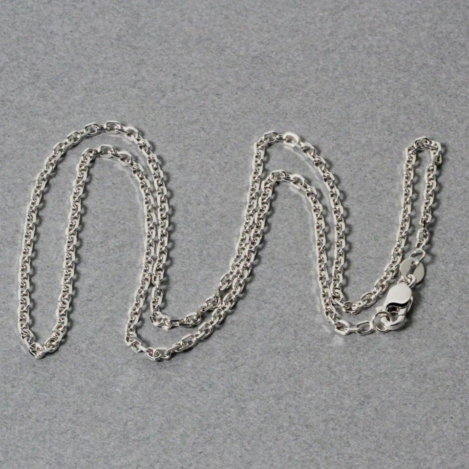 1.90mm cable chain in solid 18K white gold, view 5