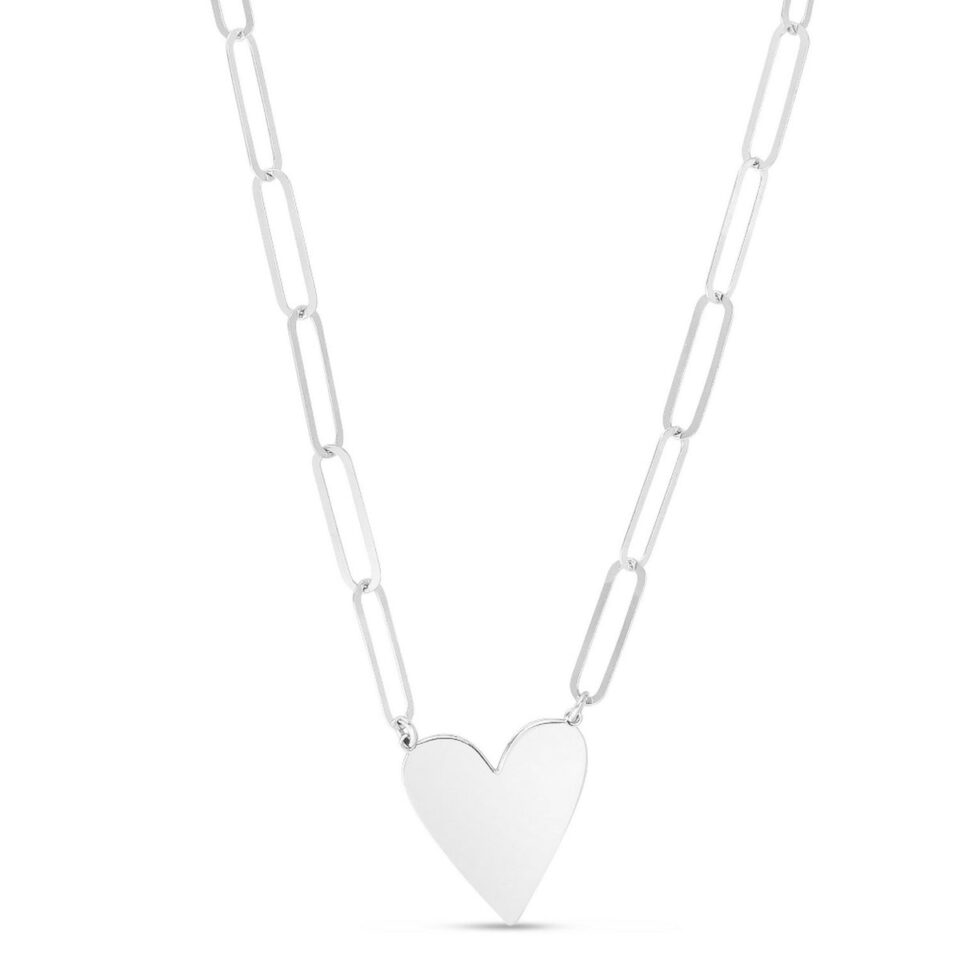 Sterling Silver, Rhodium Plated Heart 6.4g