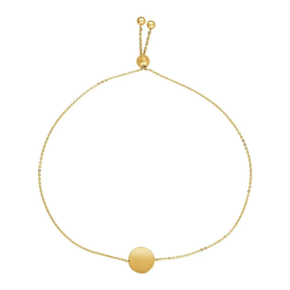 14K Yellow Gold Adjustable Circle Bracelet