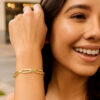 5.6 mm 7 1/4 inch bombay paperclip chain bracelet in solid 14K yellow gold, view 3