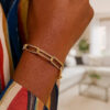 Paperclip round bracelet in solid 14K yellow gold, view 4