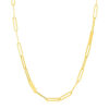 Alternating paperclip necklace in solid 14K yellow gold