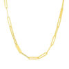 Alternating paperclip necklace in solid 14K yellow gold, view 2