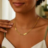 Alternating paperclip necklace in solid 14K yellow gold, view 3