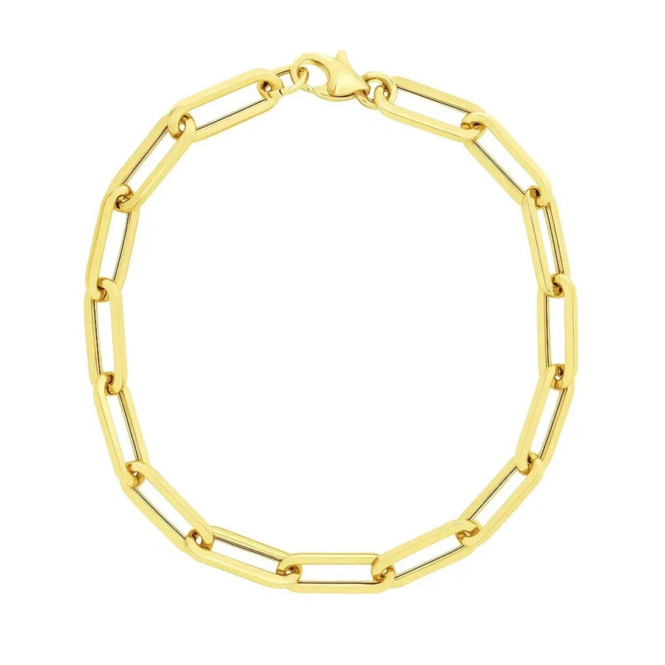 14K Yellow Gold Paperclip Bracelet 9.60mm