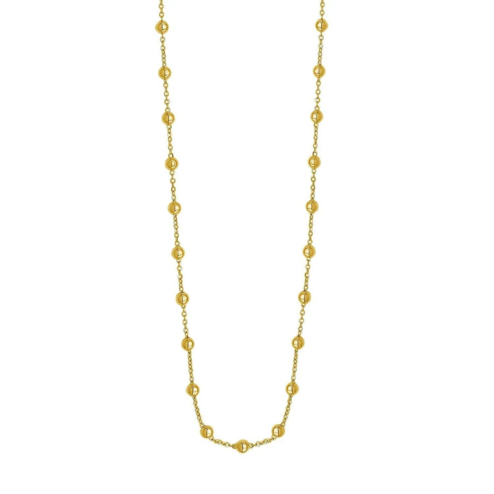 14K Yellow Gold Bead Necklace Layering