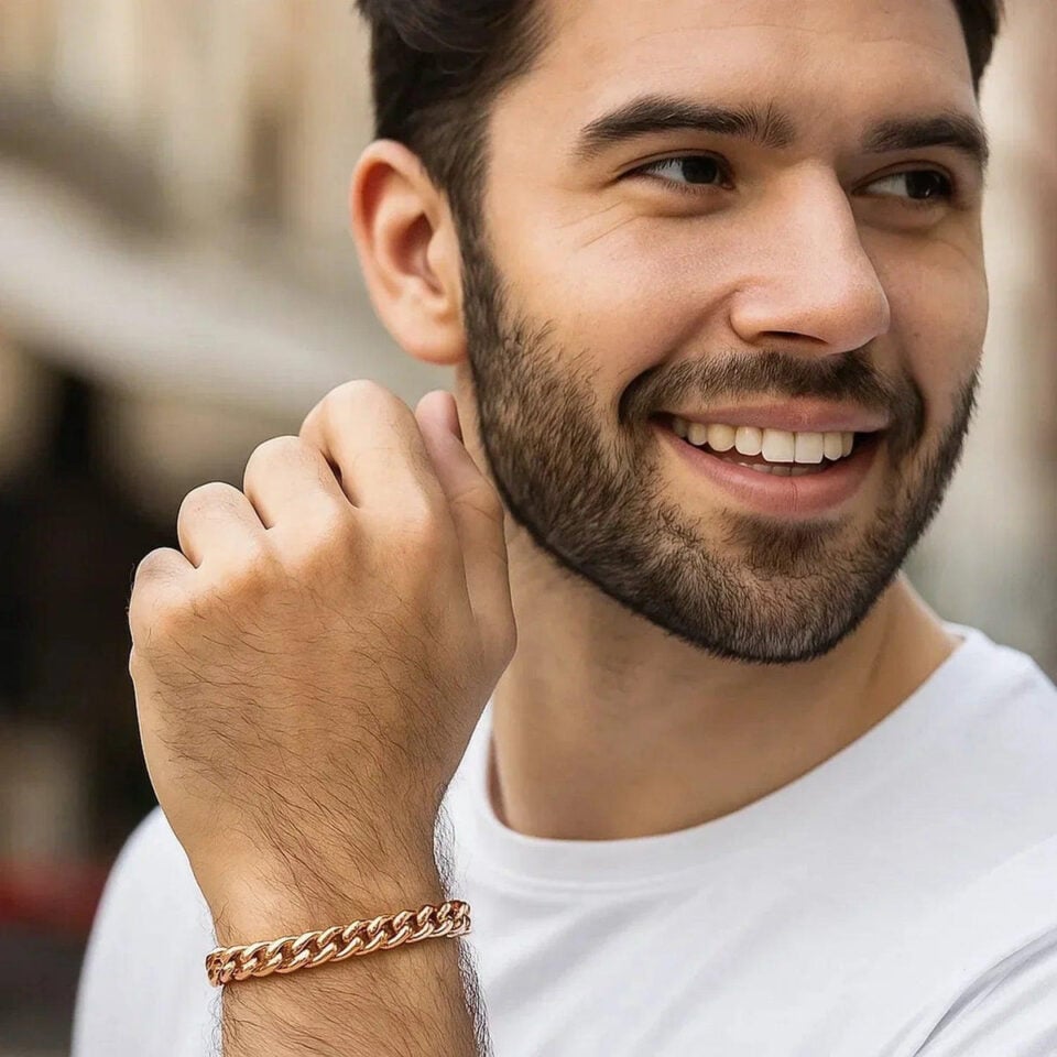 6.10mm cuban bracelet in solid 14K rose gold, view 5