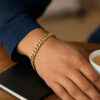 7.10mm cuban bracelet in solid 14K yellow gold, view 5