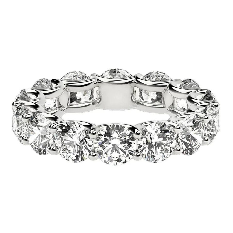 14K White Gold Lab-Grown Diamond Round Eternity Ring 6cttw