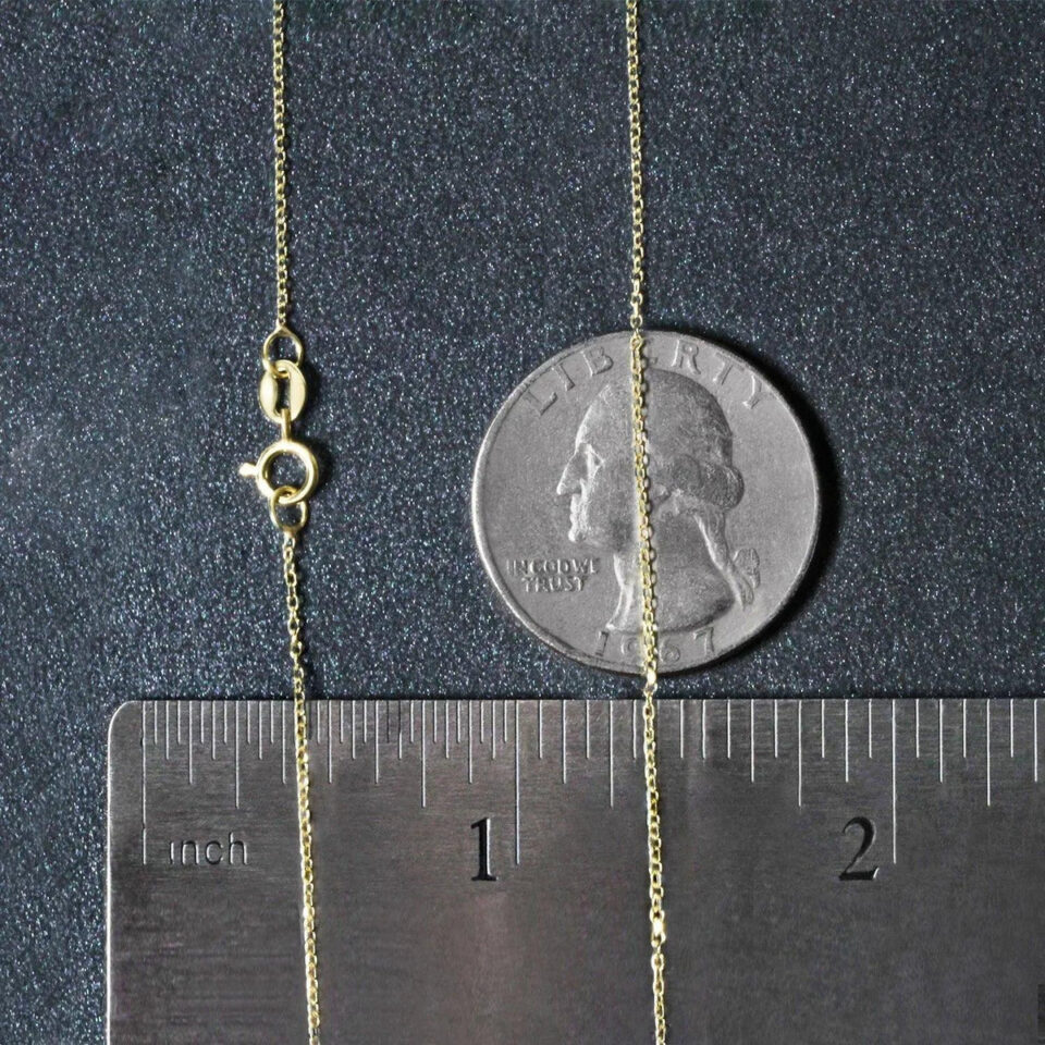 14K Yellow Gold Diamond-Cut Cable Link Chain, 0.87 mm