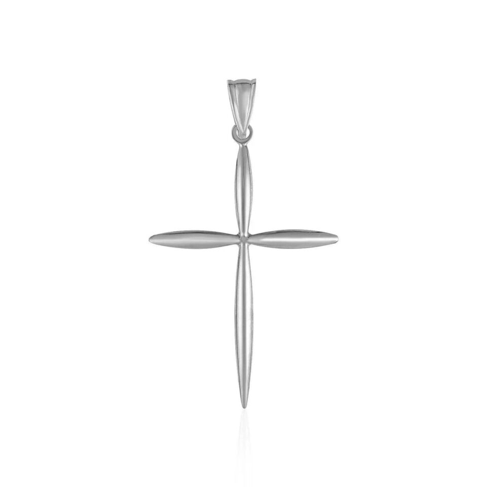 14K White Gold Cross Pendant