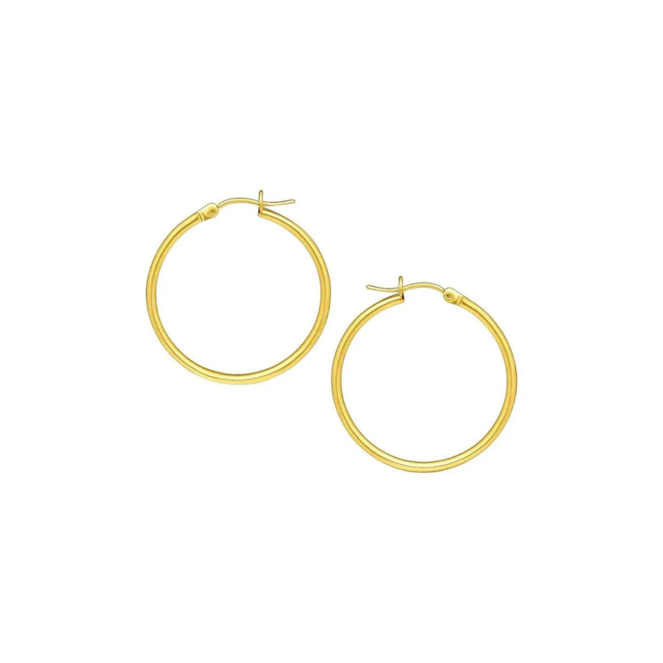 Polished Hoop Earrings, 2 x 40 mm, 10K Yellow Gold