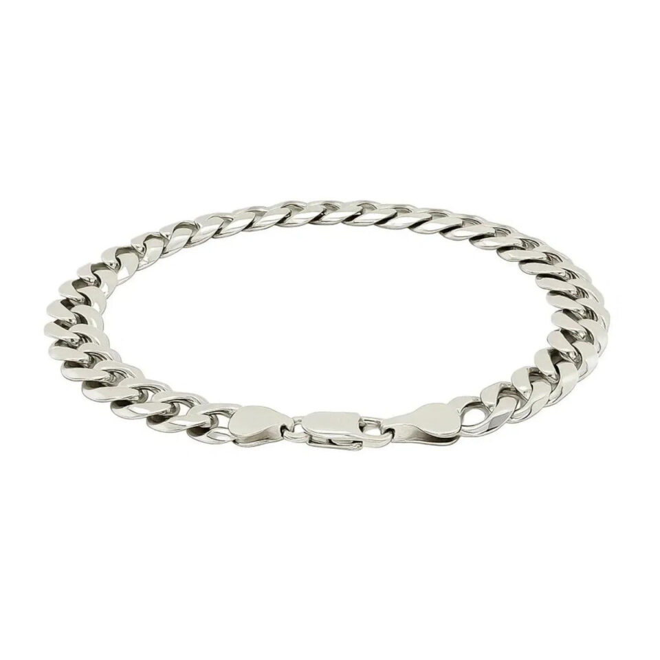 Sterling Silver, Rhodium Plated Curb 7.90mm