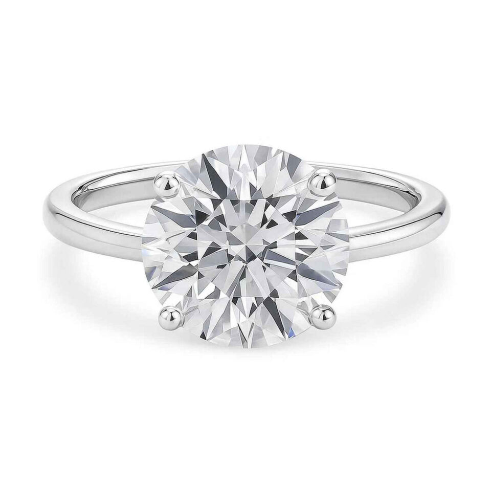 14K White Gold Lab-Grown Diamond Solitaire Round Ring