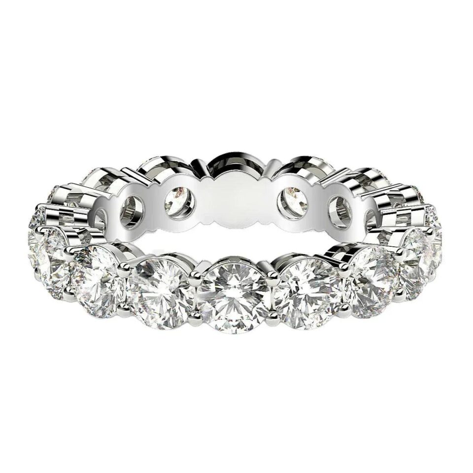 14K White Gold Lab-Grown Diamond Round Eternity Ring 4cttw
