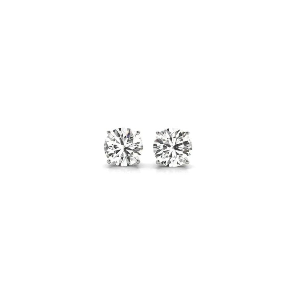 14K White Gold Lab-Grown Diamond Round Stud Earrings 1cttw