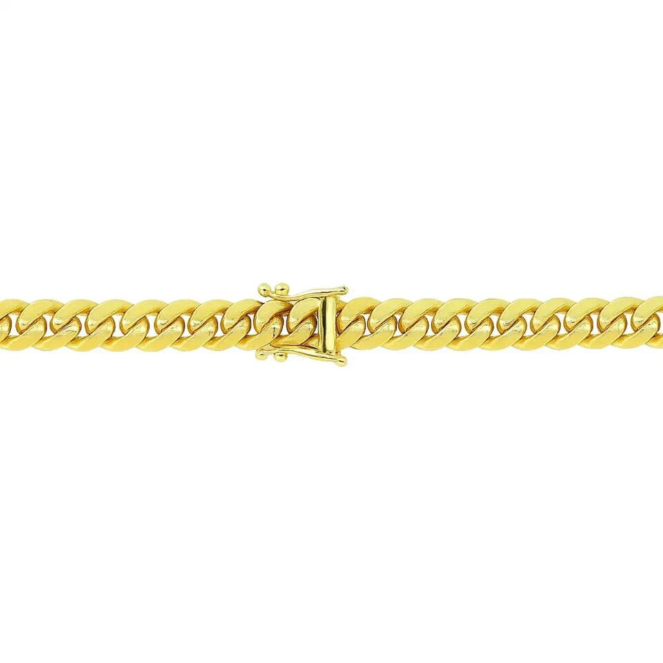 8.20mm cuban bracelet in solid 14K yellow gold, view 5