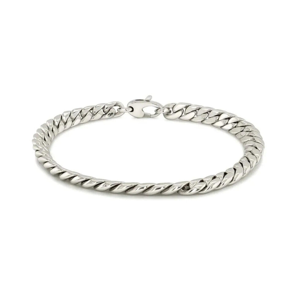 14K White Gold Cuban Bracelet