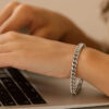 14K White Gold Cuban Bracelet